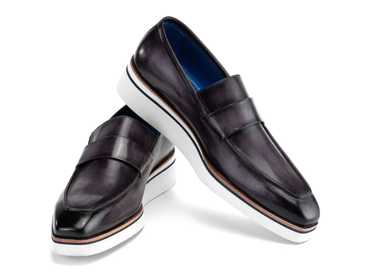 Paul Parkman Men's Smart Casual Leather Loafers in Grey - Image 5