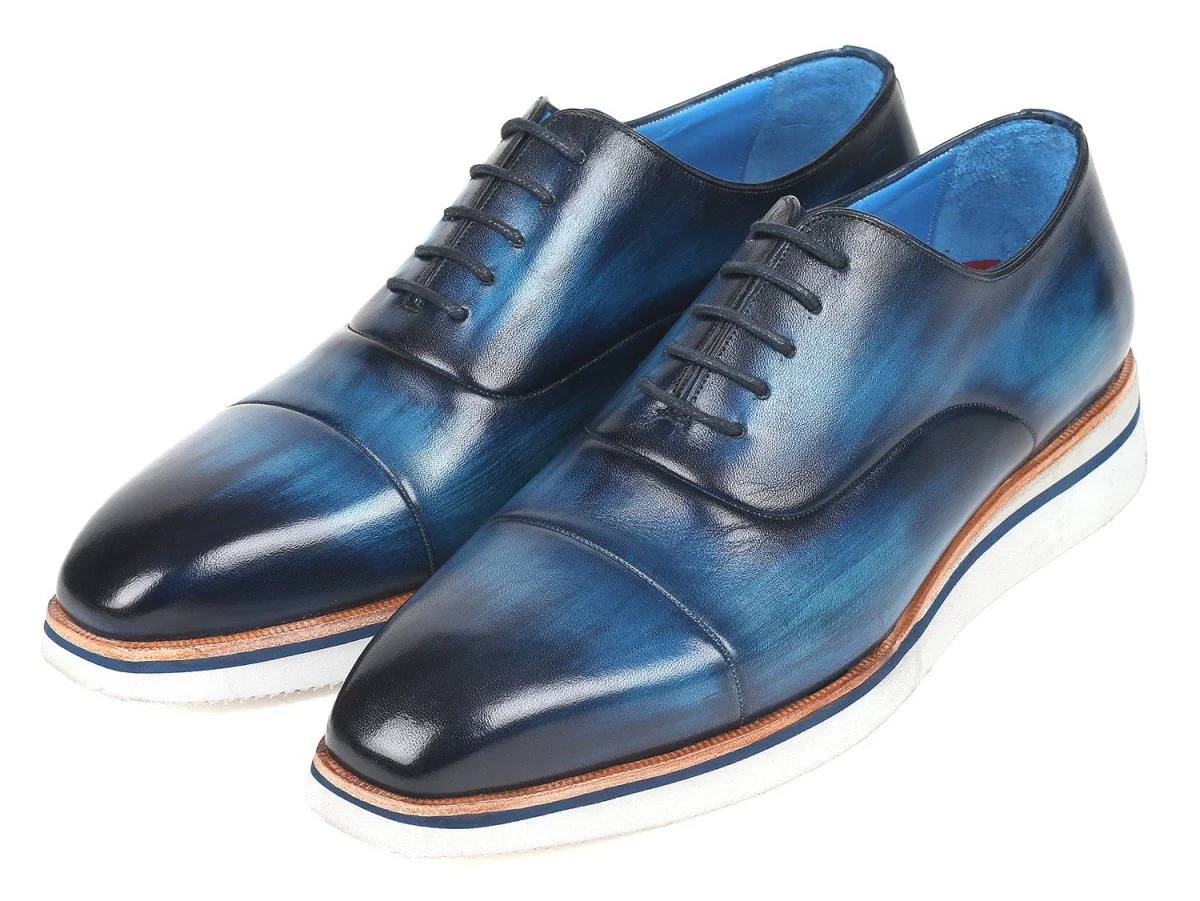Paul Parkman Men's Smart Casual Leather Oxfords in Blue - Image 5