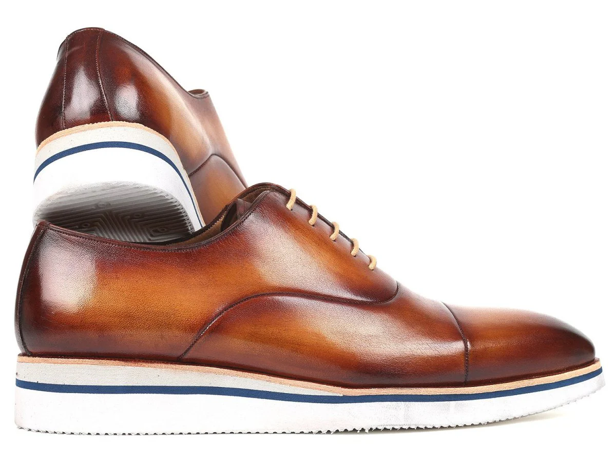Paul Parkman Men's Smart Casual Leather Oxfords in Brown and Camel - Image 2