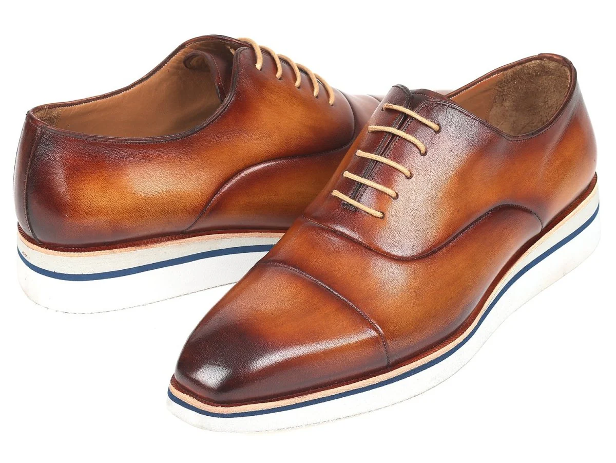 Paul Parkman Men's Smart Casual Leather Oxfords in Brown and Camel - Image 3