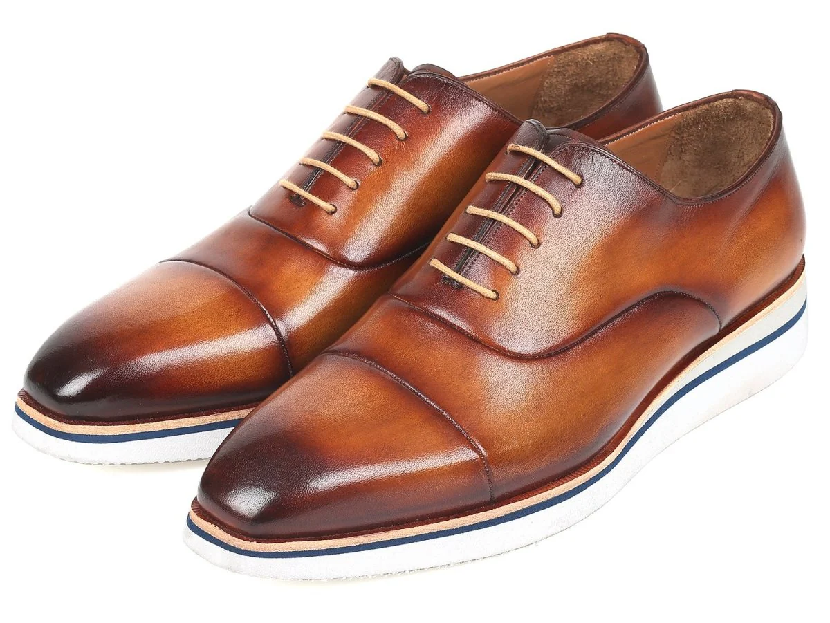 Paul Parkman Men's Smart Casual Leather Oxfords in Brown and Camel - Image 5