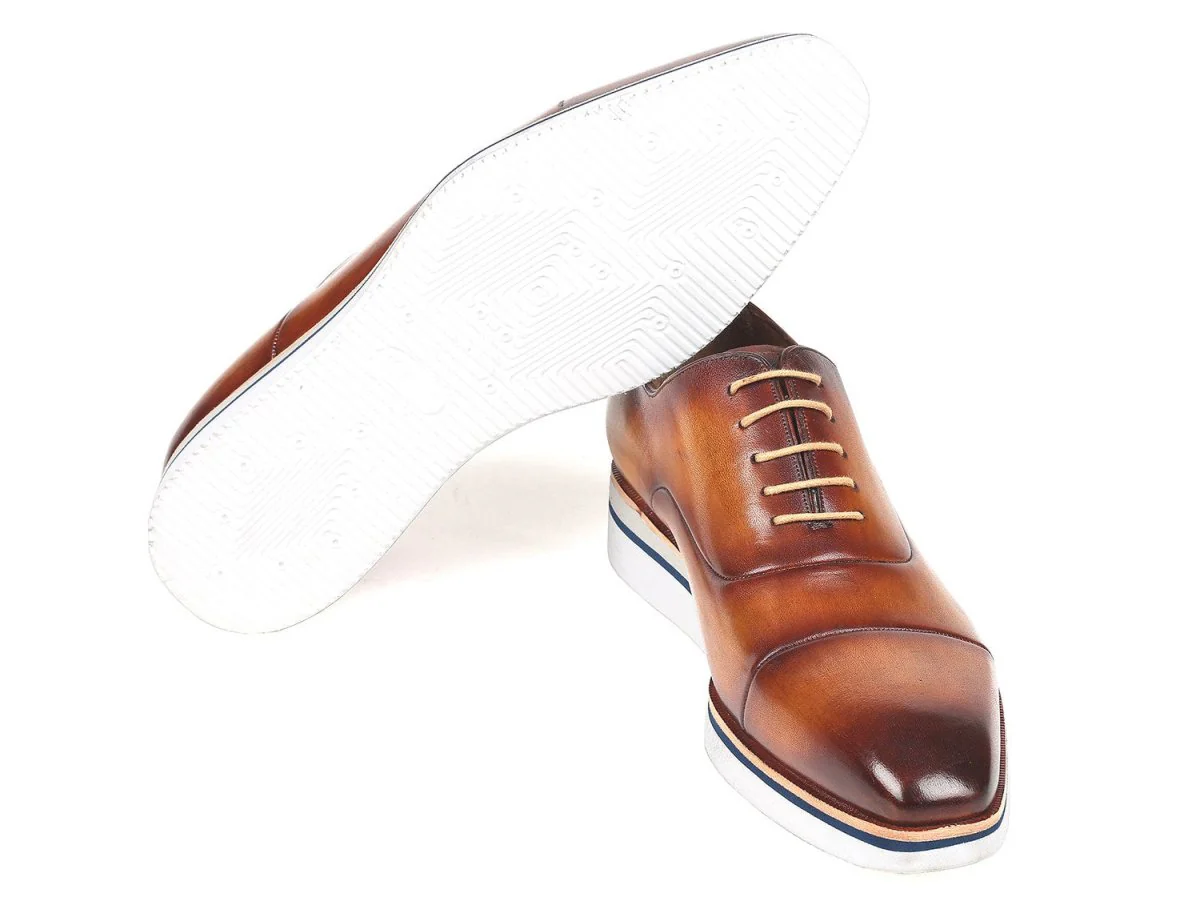 Paul Parkman Men's Smart Casual Leather Oxfords in Brown and Camel - Image 6