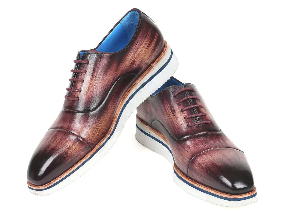Paul Parkman Men's Smart Casual Leather Oxfords in Purple - Image 4