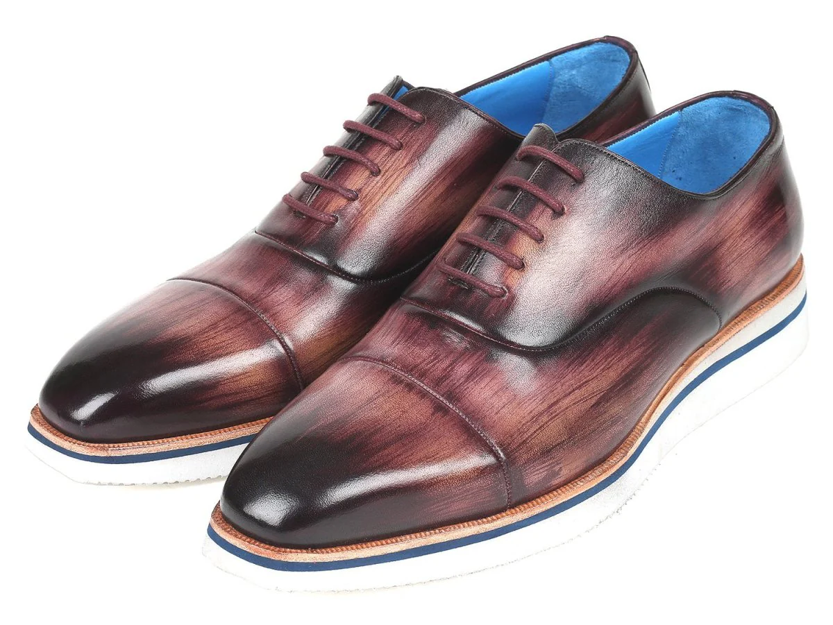 Paul Parkman Men's Smart Casual Leather Oxfords in Purple - Image 5