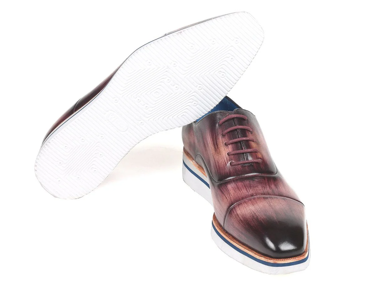 Paul Parkman Men's Smart Casual Leather Oxfords in Purple - Image 6