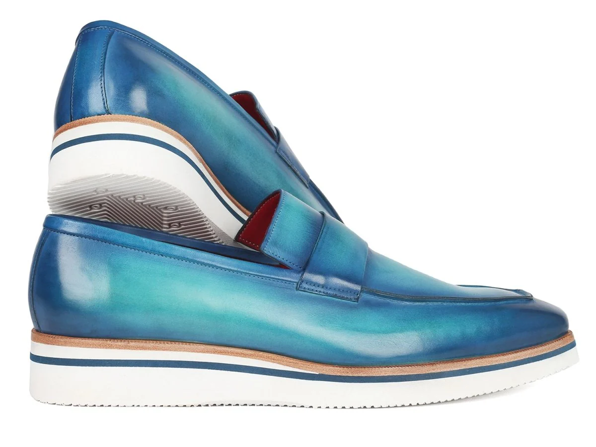 Paul Parkman Men's Smart Casual Loafers Blue (ID#183-BLU-TRQ) - Image 2