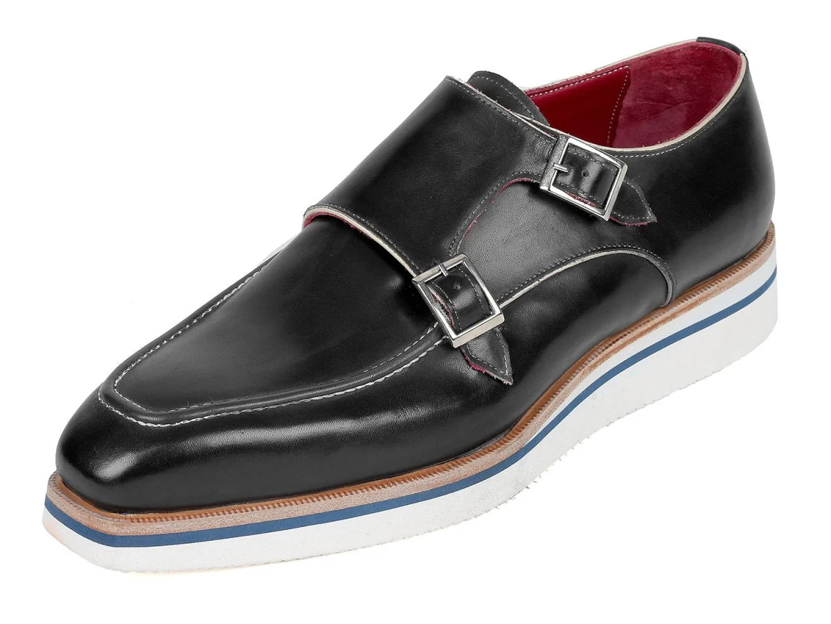 Paul Parkman Men's Smart Casual Monkstrap Leather Shoes in Black - Image 2