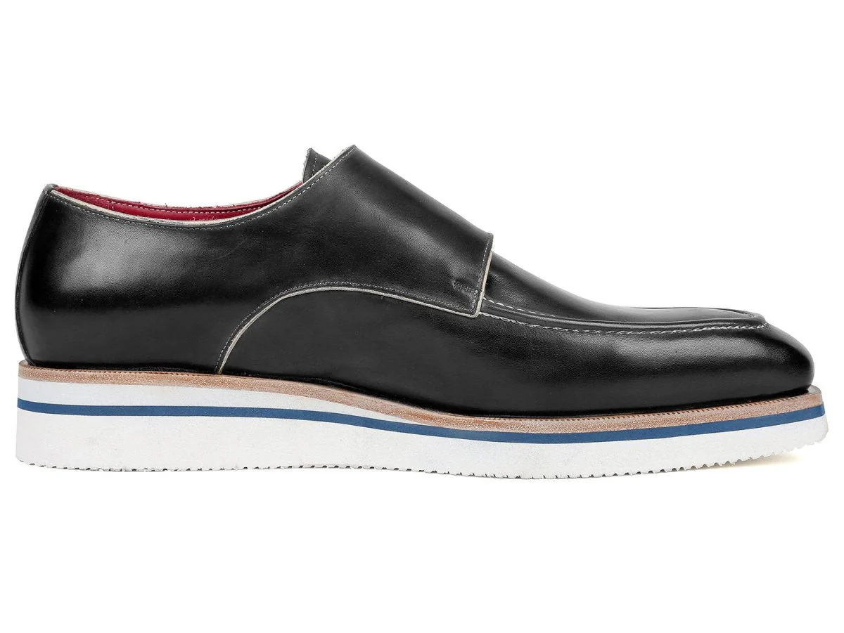 Paul Parkman Men's Smart Casual Monkstrap Leather Shoes in Black - Image 3