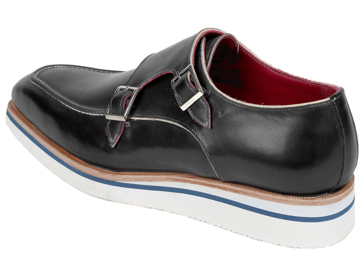 Paul Parkman Men's Smart Casual Monkstrap Leather Shoes in Black - Image 4
