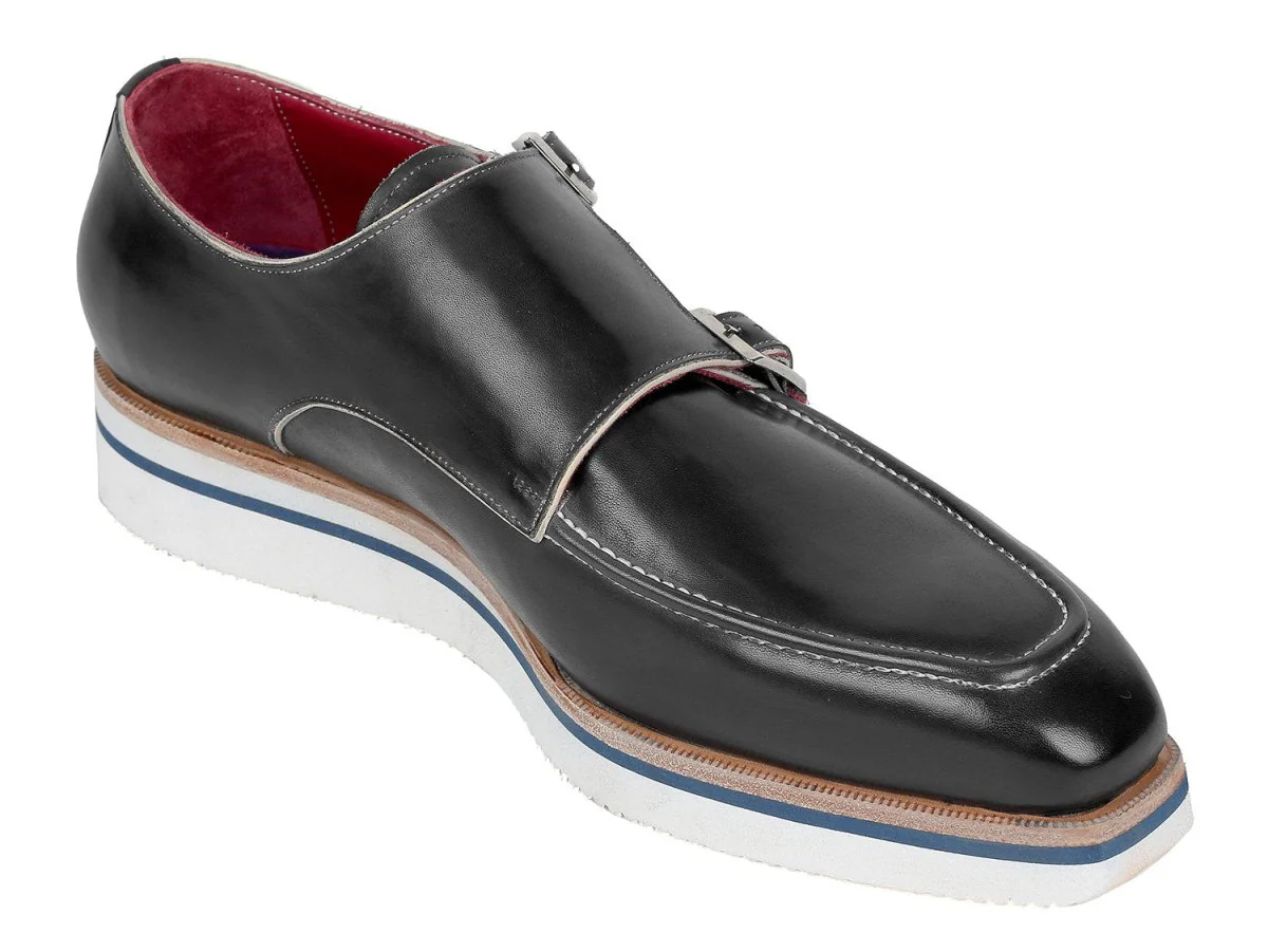 Paul Parkman Men's Smart Casual Monkstrap Leather Shoes in Black - Image 5
