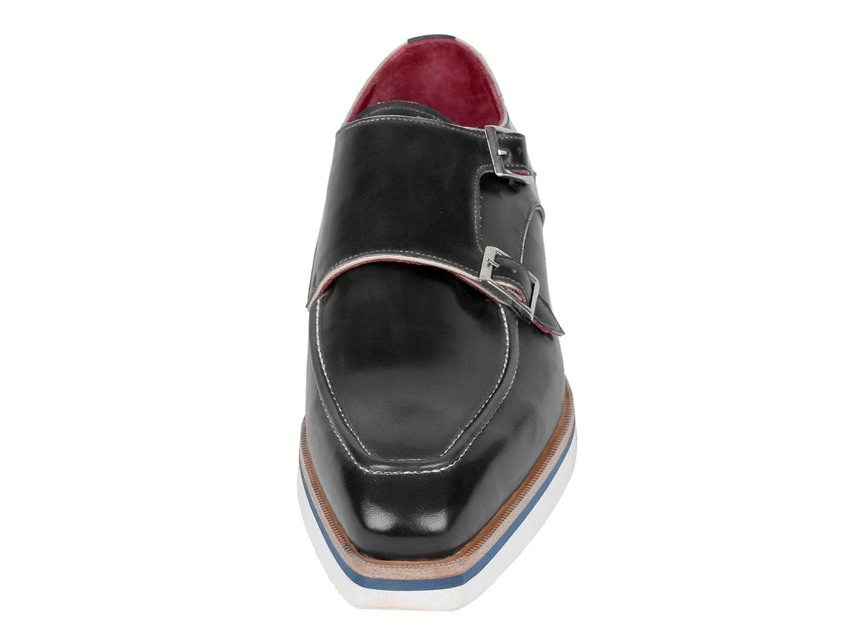 Paul Parkman Men's Smart Casual Monkstrap Leather Shoes in Black - Image 6
