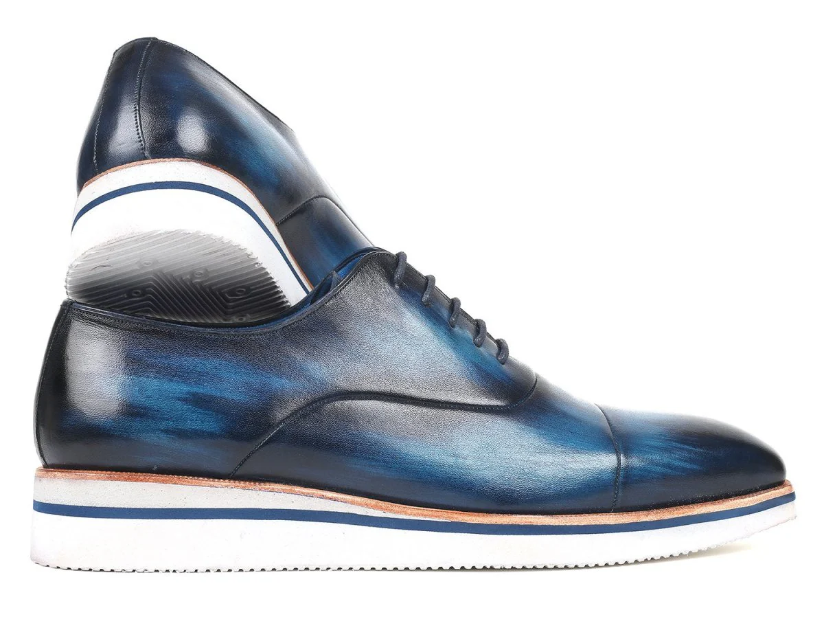 Paul Parkman Men's Smart Casual Oxfords Blue Leather (ID#185-BLU-LTH) - Image 2
