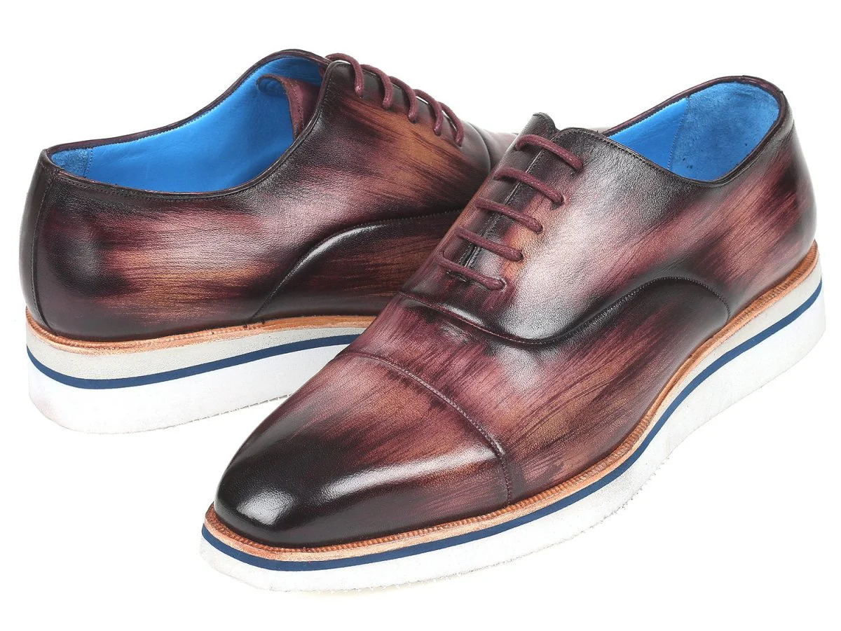 Paul Parkman Men's Smart Casual Oxfords Purple Leather (ID#185-PRP-LTH) - Image 2