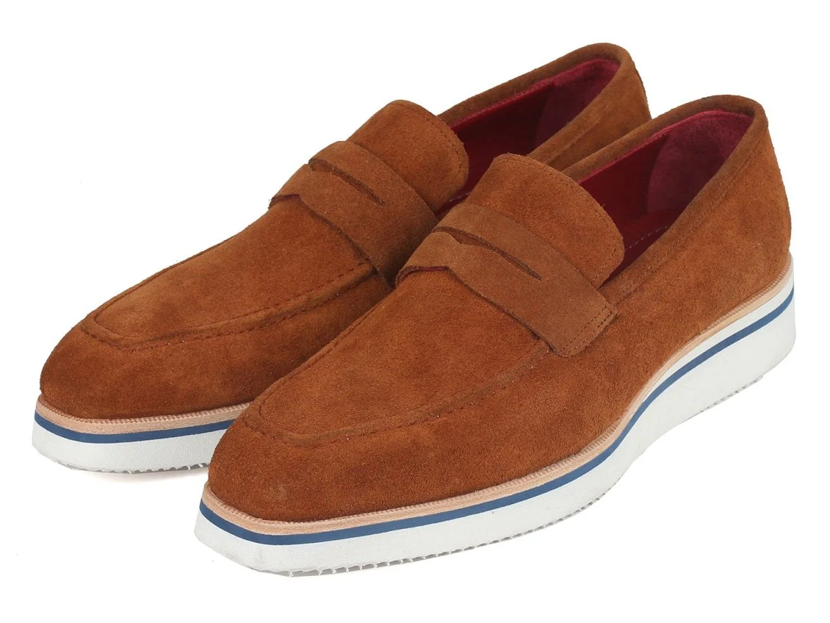 Paul Parkman Men's Smart Casual Penny Loafers Camel Suede (ID#180-CML-SD) - Image 6