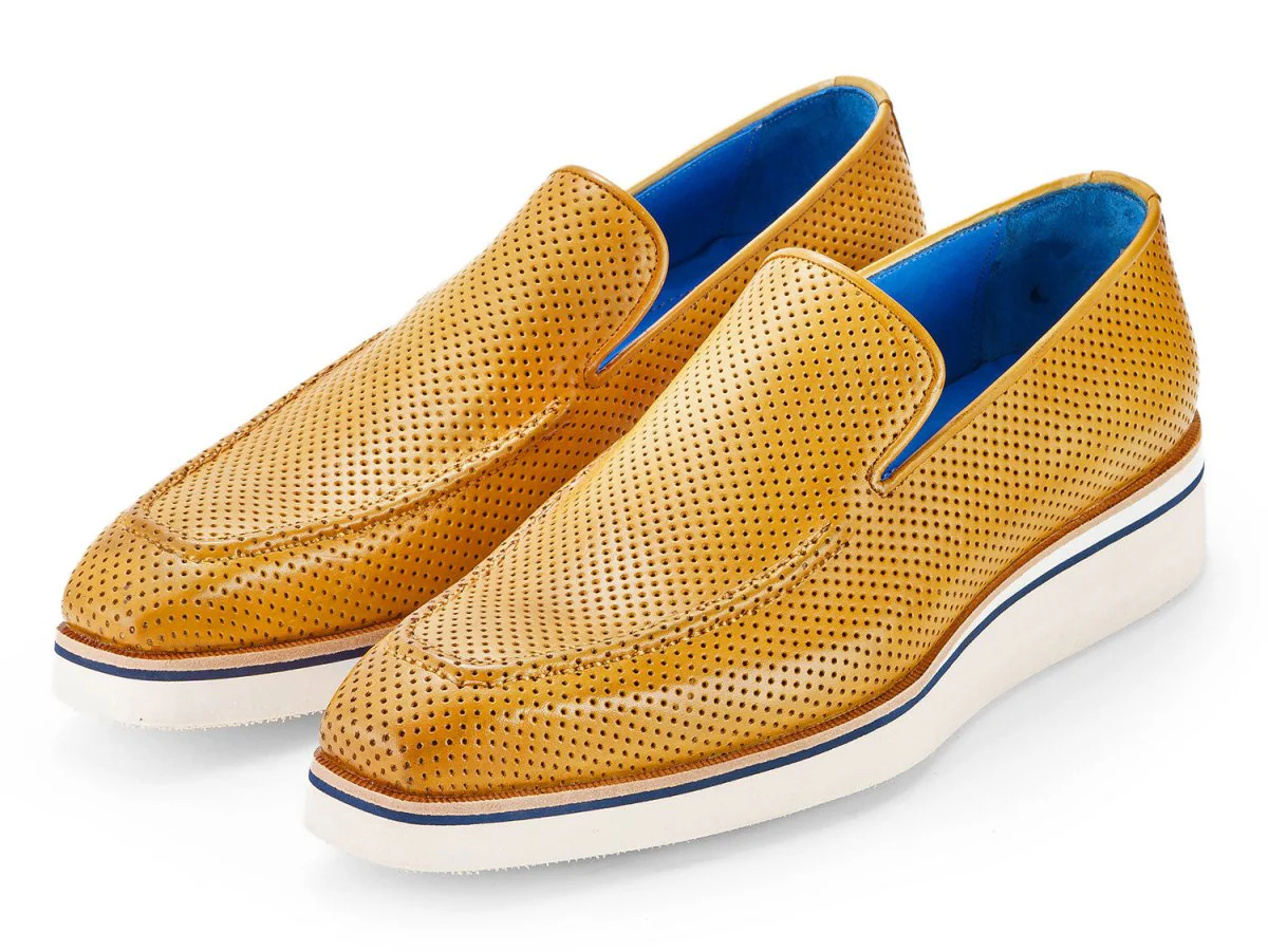 Paul Parkman Men's Smart Casual Perforated Leather Loafers in Beige - Image 6