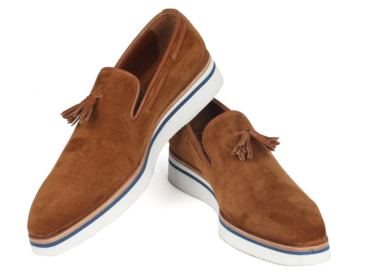 Paul Parkman Men's Smart Casual Tassel Loafers in Camel Suede - Image 4