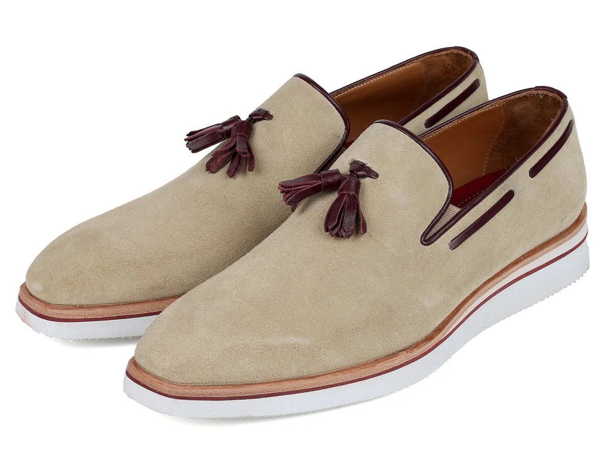 Paul Parkman Men's Smart Casual Tassel Suede Loafers in Beige - Image 4