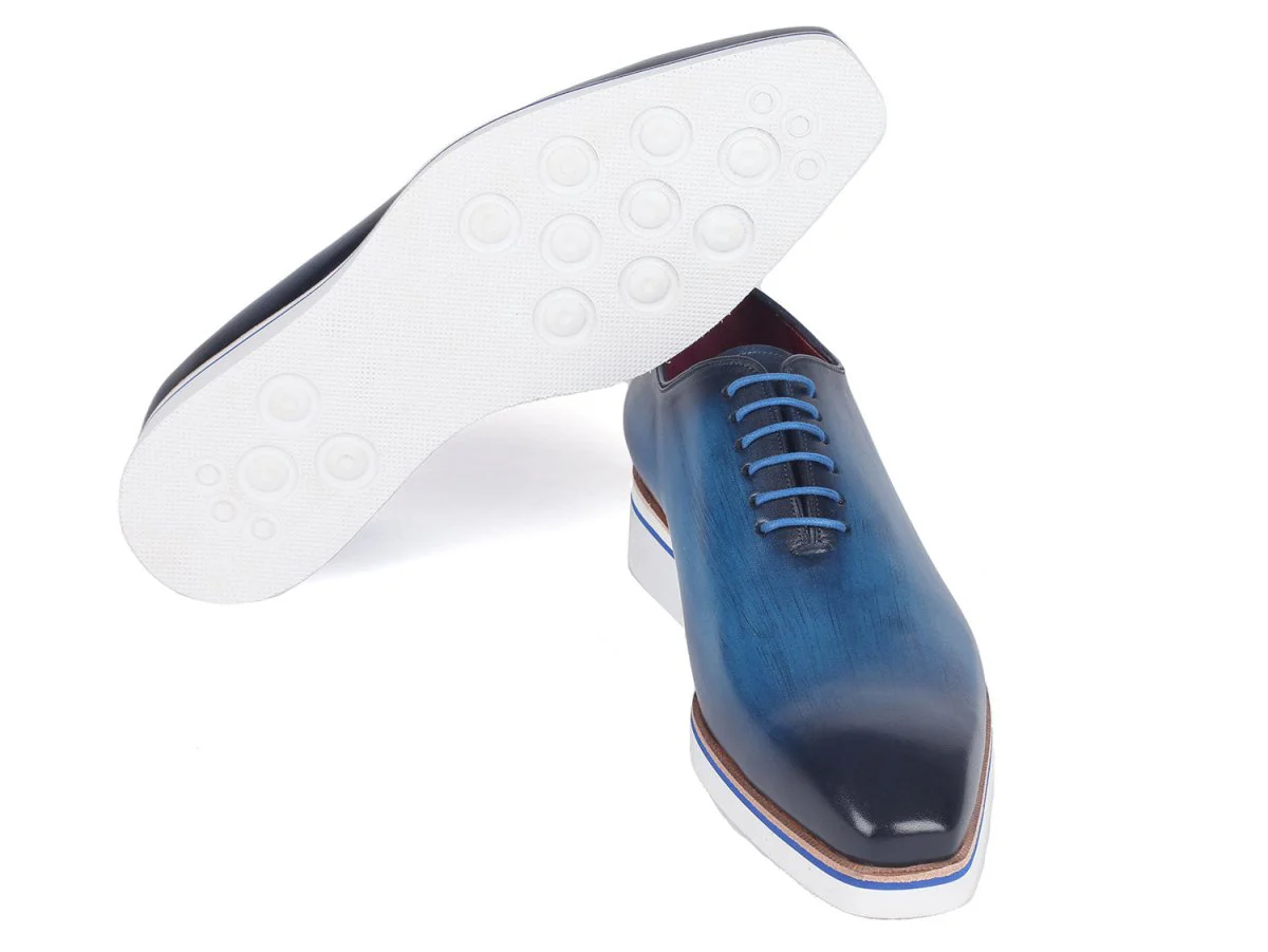 Paul Parkman Men's Smart Casual Wholecut Oxfords Blue - Image 5