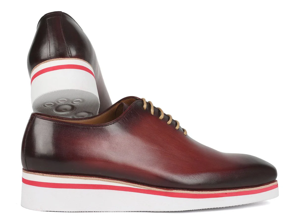 Paul Parkman Men's Smart Casual Wholecut Oxfords Bordeaux (ID#191-BRD) - Image 2