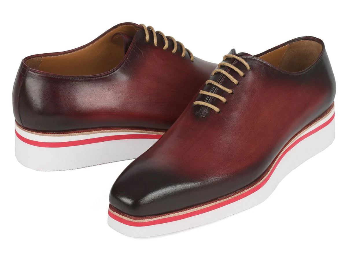 Paul Parkman Men's Smart Casual Wholecut Oxfords Bordeaux (ID#191-BRD) - Image 3