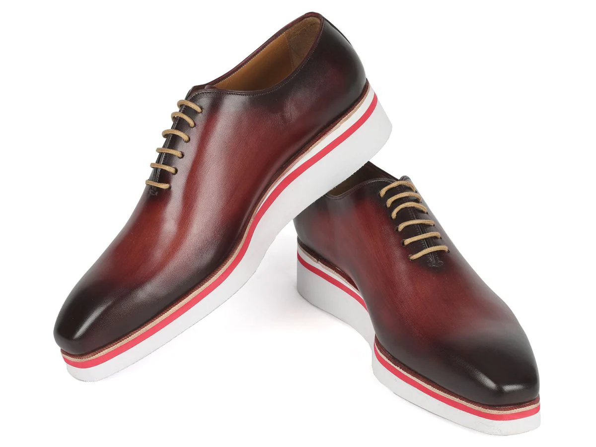 Paul Parkman Men's Smart Casual Wholecut Oxfords Bordeaux (ID#191-BRD) - Image 4