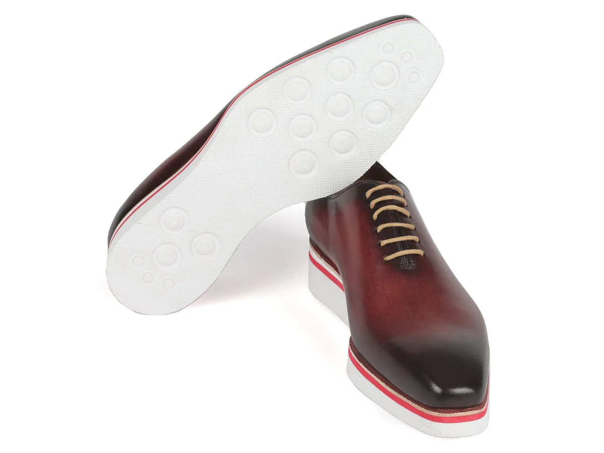 Paul Parkman Men's Smart Casual Wholecut Oxfords Bordeaux (ID#191-BRD) - Image 5