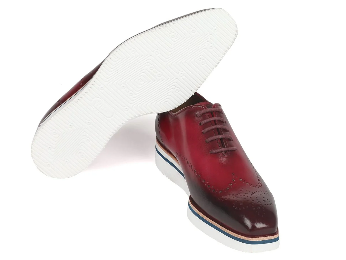 Paul Parkman Men's Smart Casual Wingtip Oxfords Bordeaux (ID#188-BRD) - Image 5