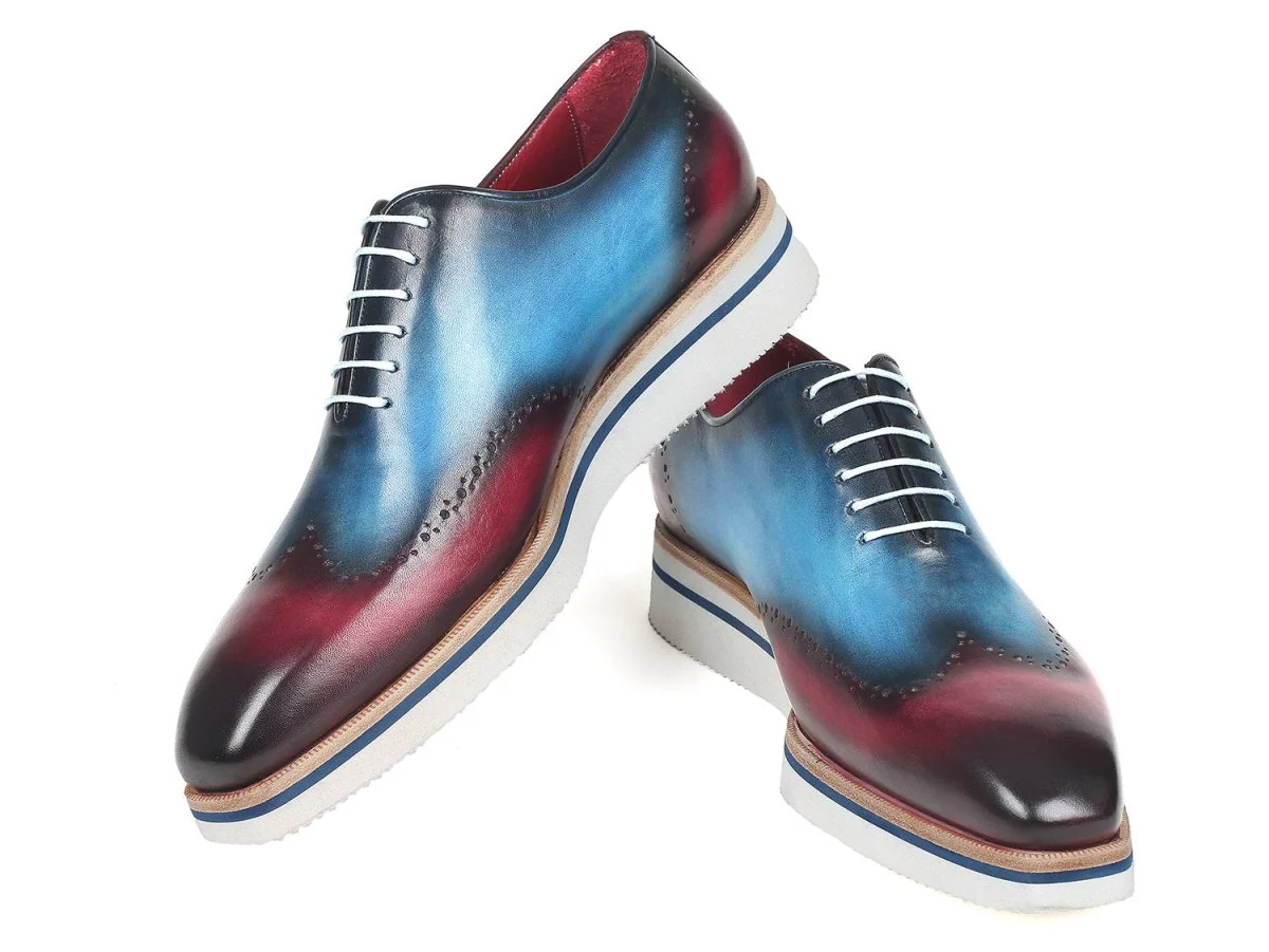 Paul Parkman Men's Smart Casual Wingtip Oxfords in Blue and Purple - Image 4