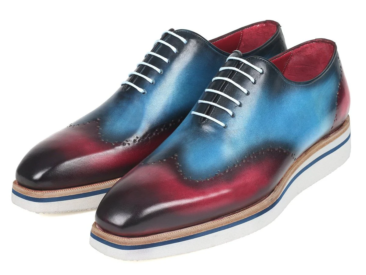 Paul Parkman Men's Smart Casual Wingtip Oxfords in Blue and Purple - Image 6