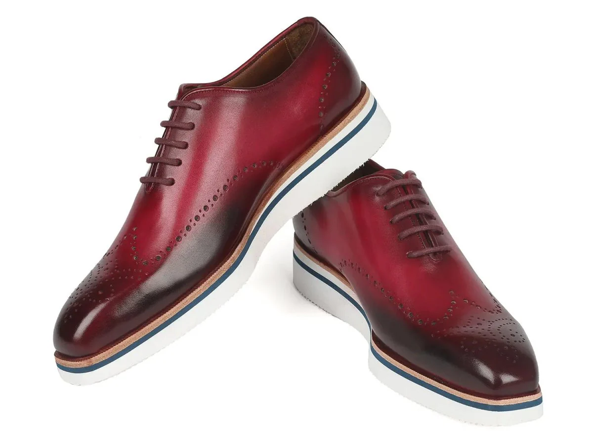 Paul Parkman Men's Smart Casual Wingtip Oxfords in Bordeaux - Image 4