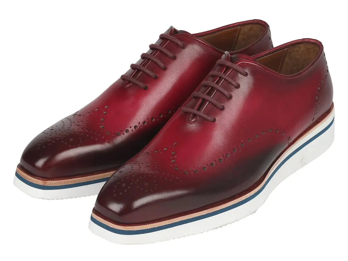 Paul Parkman Men's Smart Casual Wingtip Oxfords in Bordeaux - Image 6