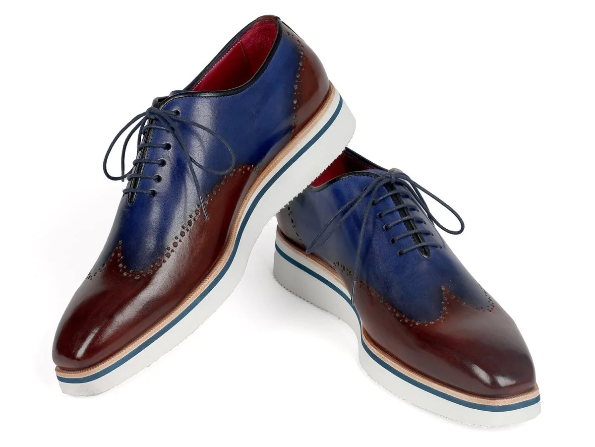 Paul Parkman Men's Smart Casual Wingtip Oxfords in Brown and Blue - Image 5