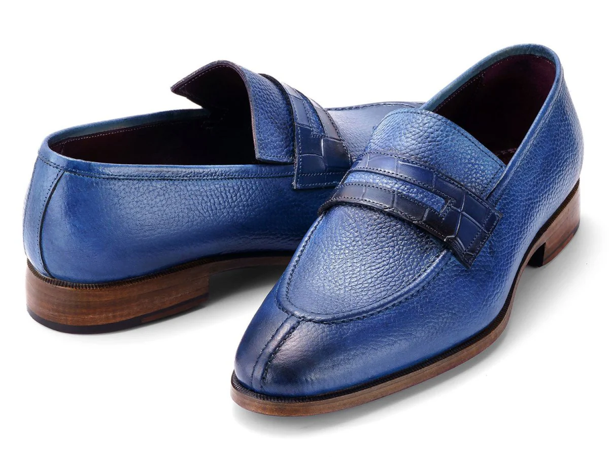 Paul Parkman Men's Split Toe Loafer Shoes in Blue - Image 3