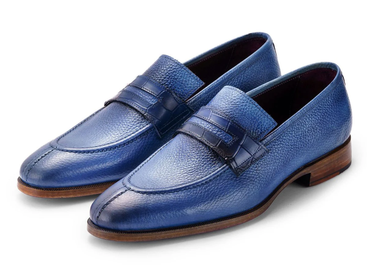 Paul Parkman Men's Split Toe Loafer Shoes in Blue - Image 6