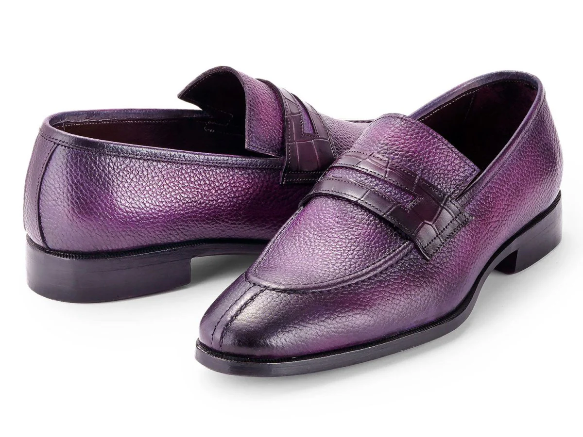 Paul Parkman Men's Split Toe Loafer Shoes in Purple - Image 3