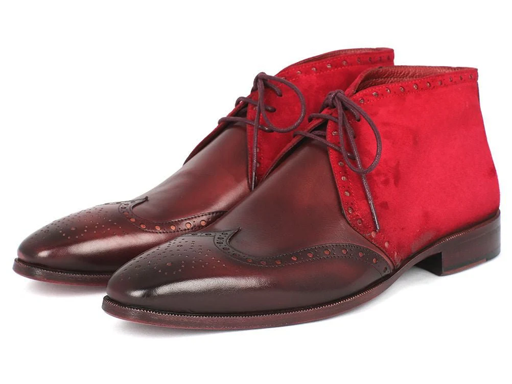 Paul Parkman Men's Suede and Leather Chukka Boots in Bordeaux - Image 5
