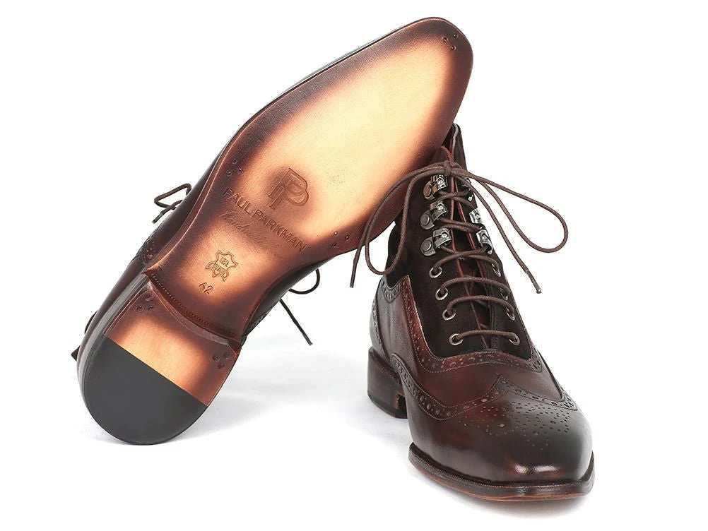 Paul Parkman Men's Suede and Leather Wingtip Boots in Brown - Image 2