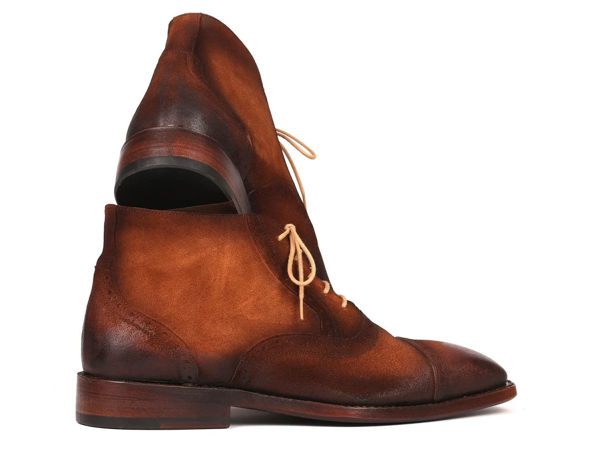 Paul Parkman Men's Suede Cap Toe Ankle Boots in Antique Brown - Image 6