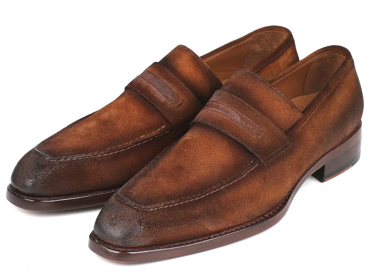 Paul Parkman Men's Suede Goodyear Welted Loafers in Brown Antique - Image 6