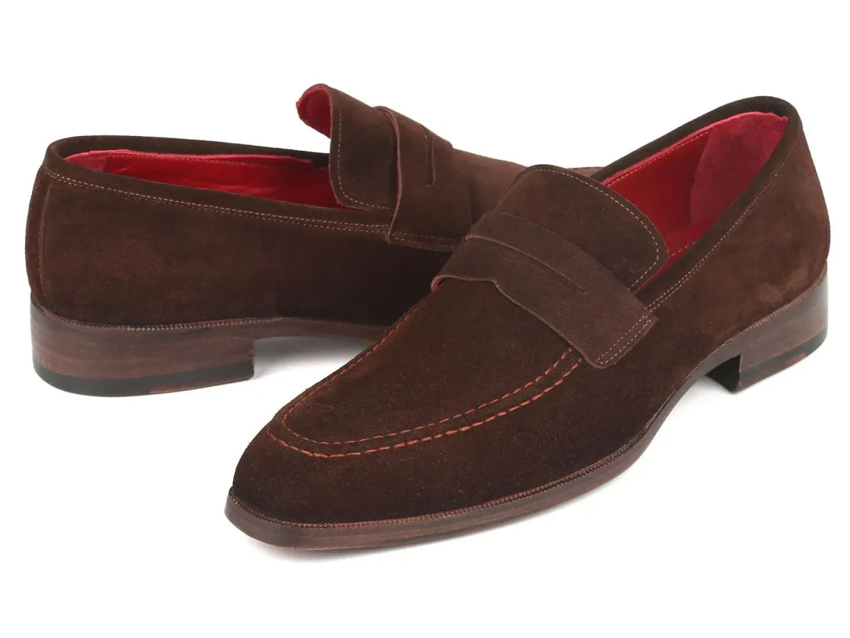 Paul Parkman Men's Suede Penny Loafers in Brown - Image 3