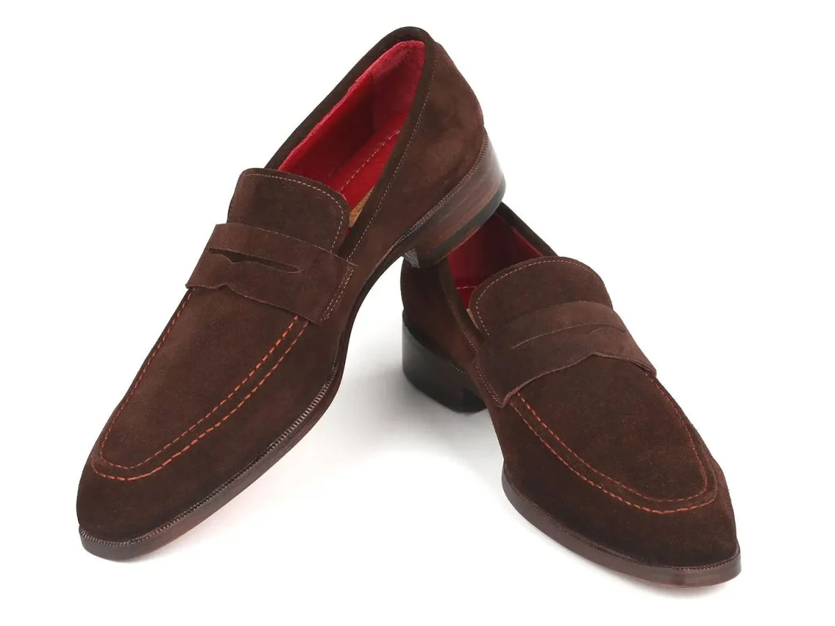 Paul Parkman Men's Suede Penny Loafers in Brown - Image 4