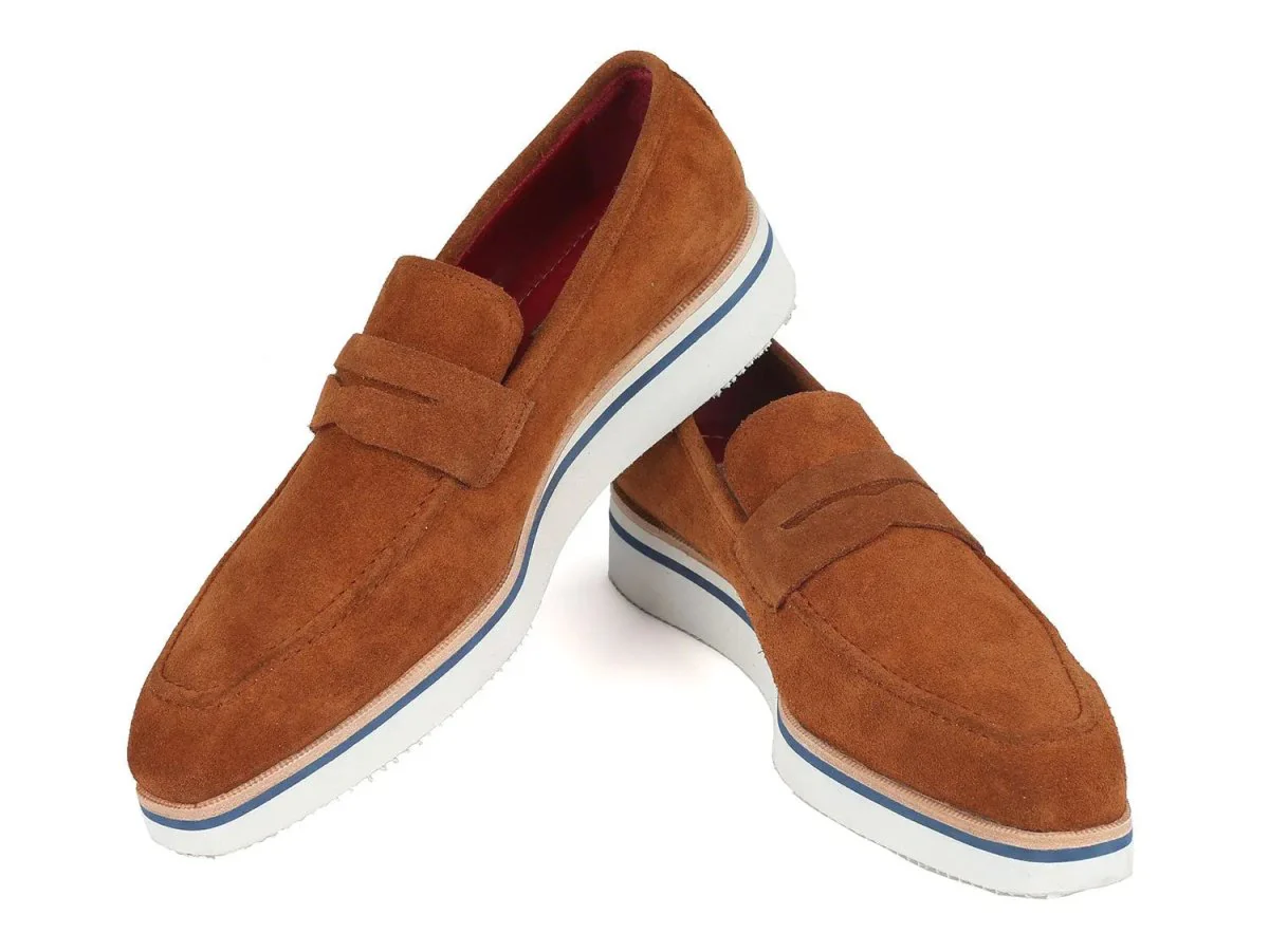 Paul Parkman Men's Suede Smart Casual Penny Loafers in Camel - Image 3