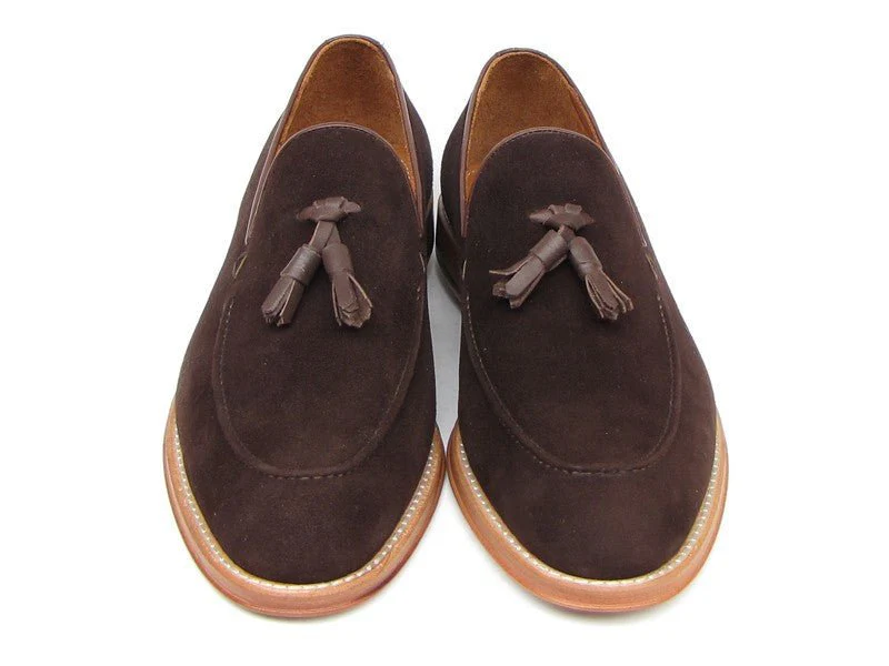 Paul Parkman Men's Suede Tassel Loafers in Brown - Image 6