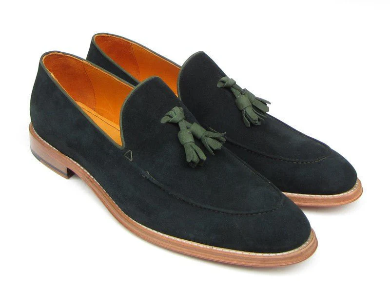Paul Parkman Men's Suede Tassel Loafers in Green - Image 2