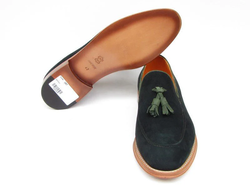 Paul Parkman Men's Suede Tassel Loafers in Green - Image 4