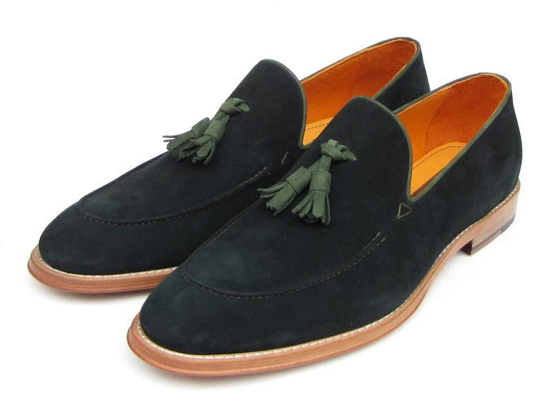 Paul Parkman Men's Suede Tassel Loafers in Green - Image 5