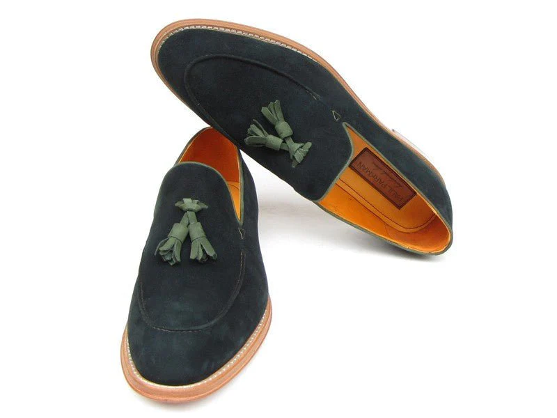 Paul Parkman Men's Suede Tassel Loafers in Green - Image 6