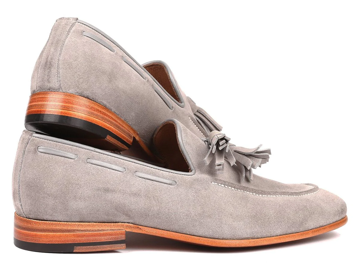 Paul Parkman Men's Suede Tassel Loafers in Grey - Image 5