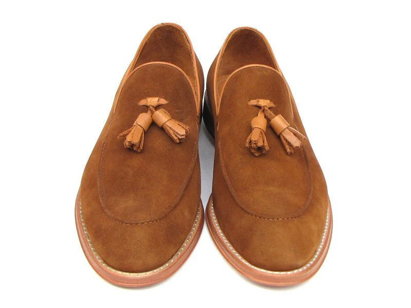 Paul Parkman Men's Suede Tassel Loafers in Tobacco - Image 2