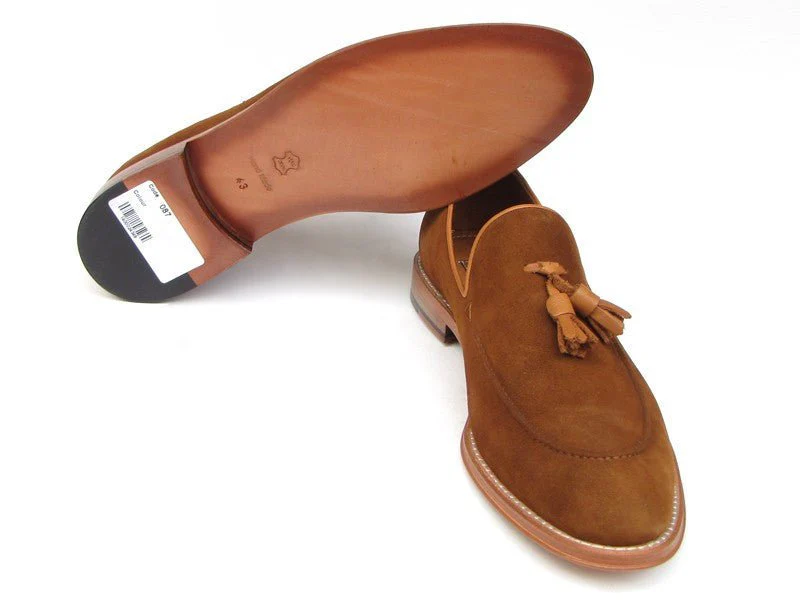 Paul Parkman Men's Suede Tassel Loafers in Tobacco - Image 4